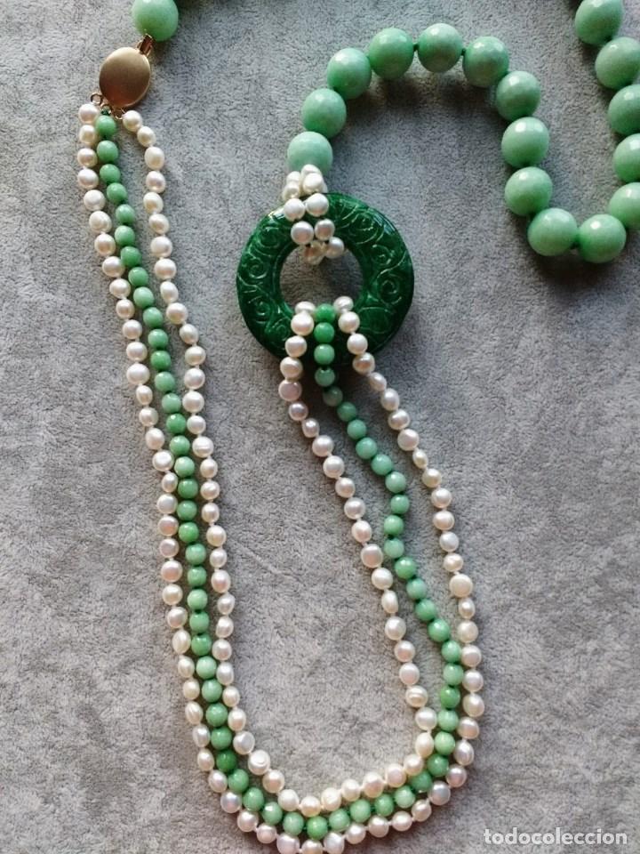 Joyeria: COLLAR LARGO DE PERLA Y JADE. - Foto 2