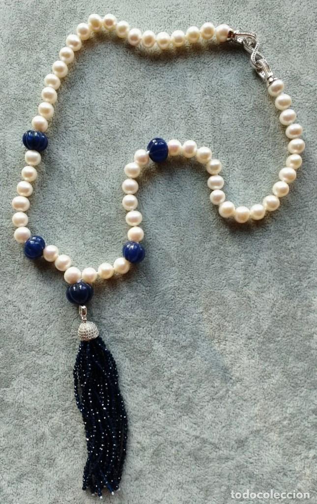 Joyeria: COLLAR DE PERLA Y ZAFIROS. - Foto 2