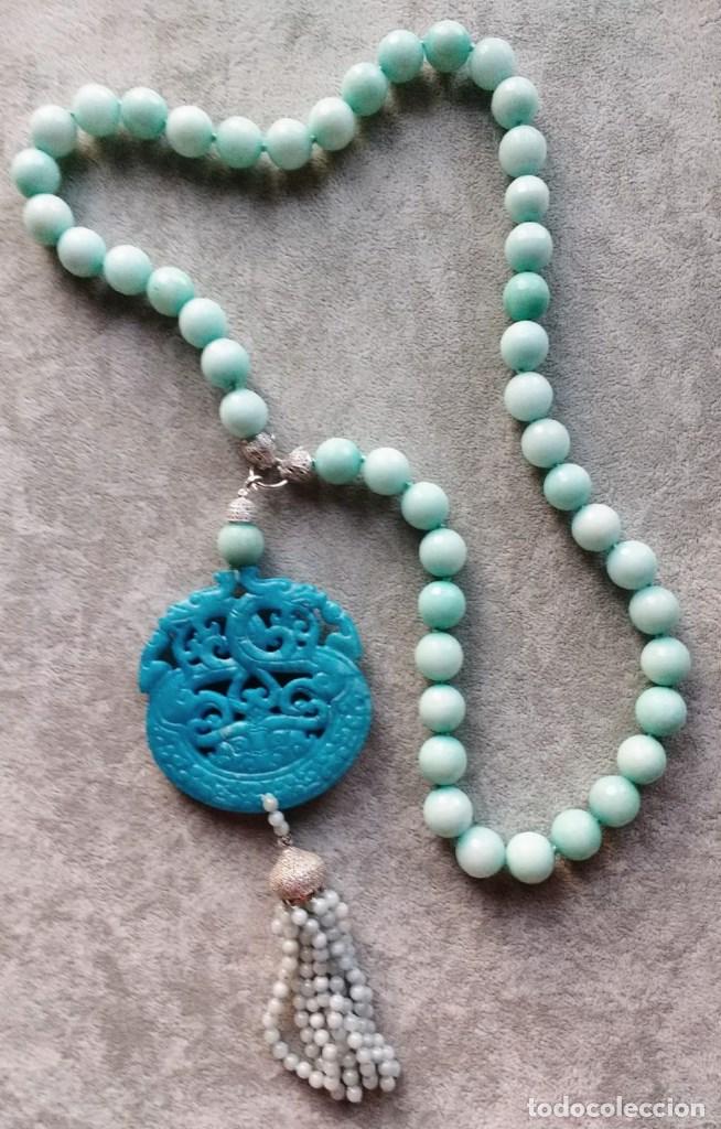 Joyeria: COLLAR LARGO DE JADE AZUL. - Foto 2