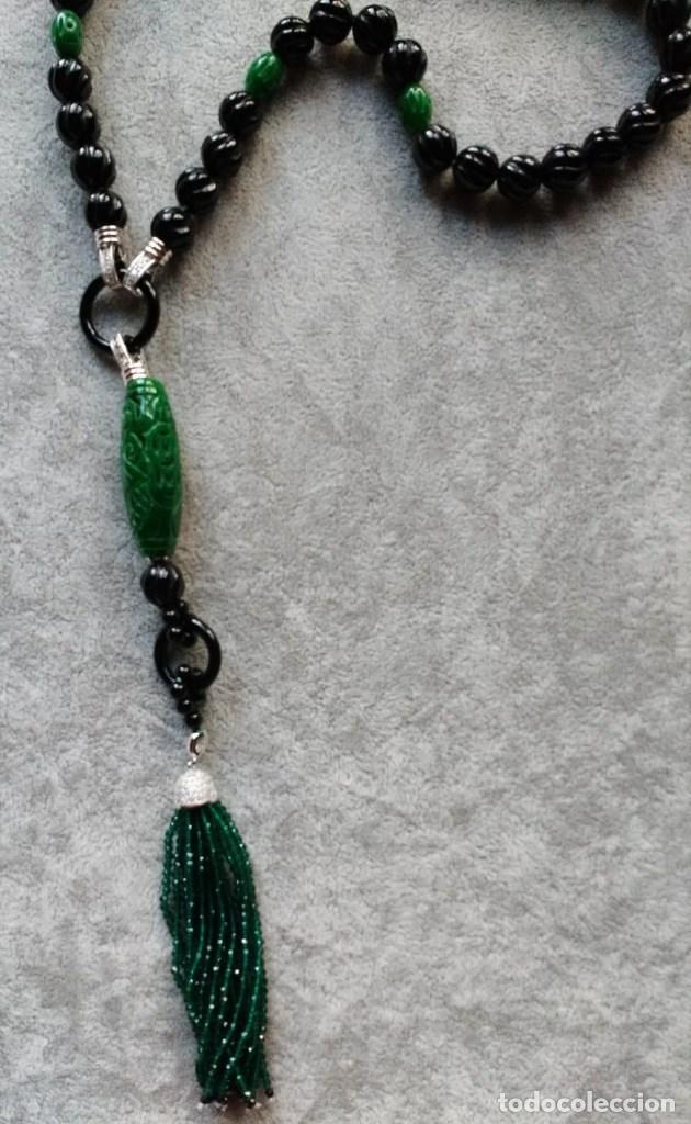 Joyeria: COLLAR DE &Oacute;NIX LABRADO Y BORLA DE ESMERALDA. - Foto 2