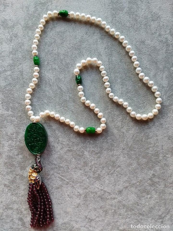 Joyeria: COLLAR DE PERLA, JADE Y GRANATE. - Foto 1