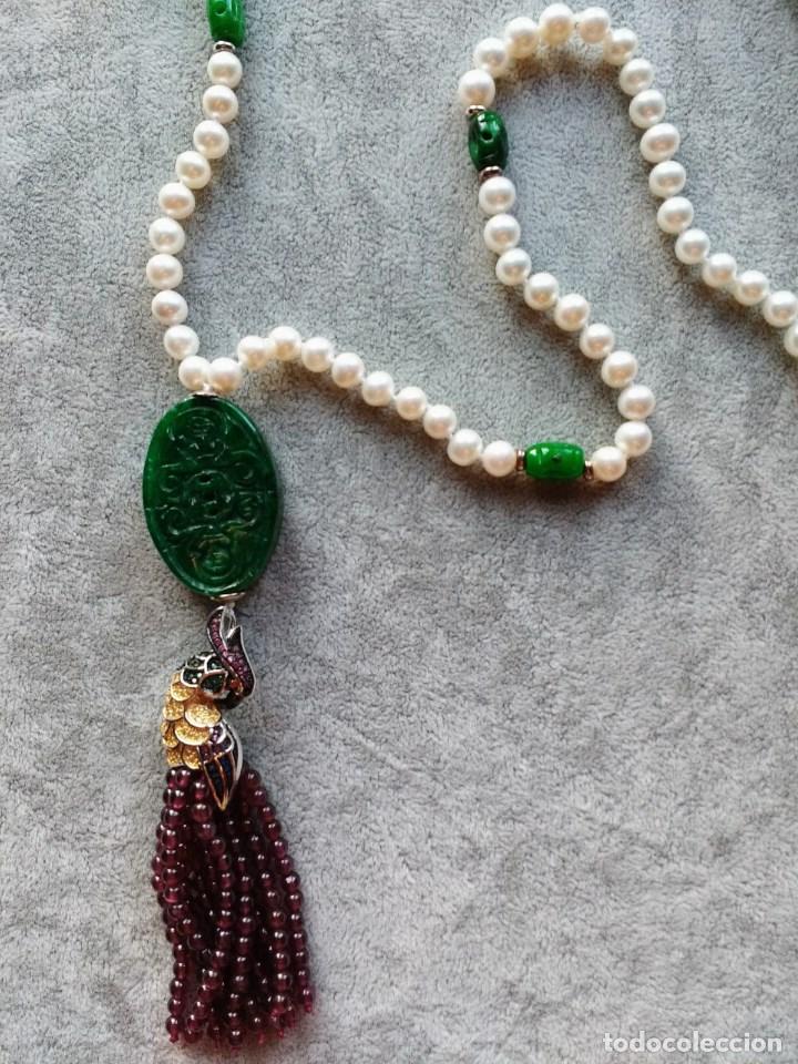 Joyeria: COLLAR DE PERLA, JADE Y GRANATE. - Foto 2