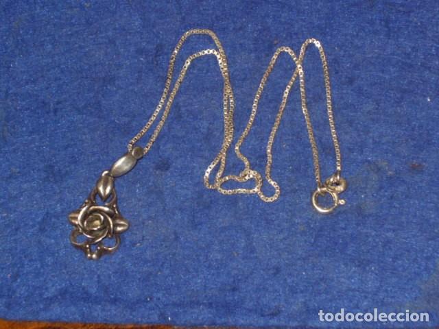 Joyeria: CADENA Y COLGANTE ROSA DE PLATA 925. - Foto 1
