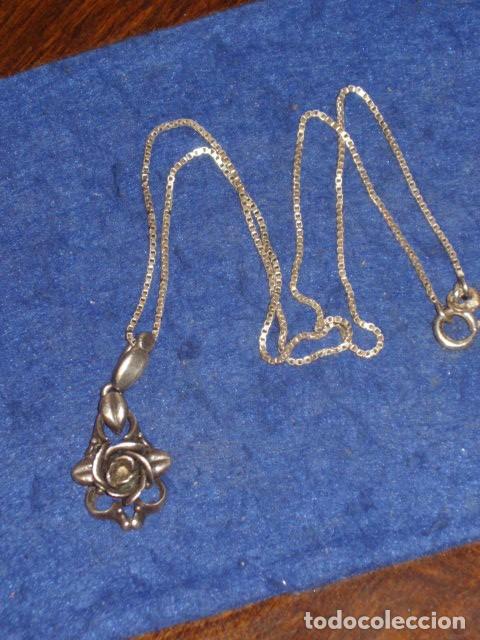 Joyeria: CADENA Y COLGANTE ROSA DE PLATA 925. - Foto 2