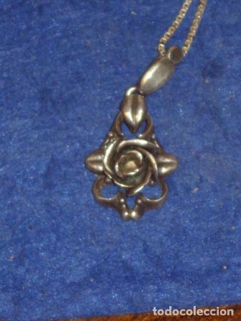 Joyeria: CADENA Y COLGANTE ROSA DE PLATA 925. - Foto 3
