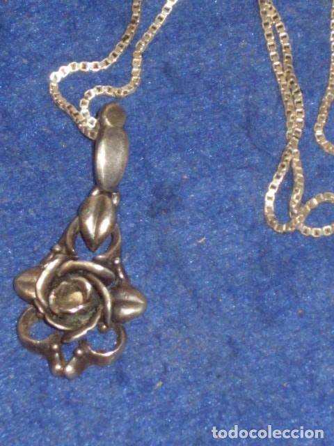 Joyeria: CADENA Y COLGANTE ROSA DE PLATA 925. - Foto 4