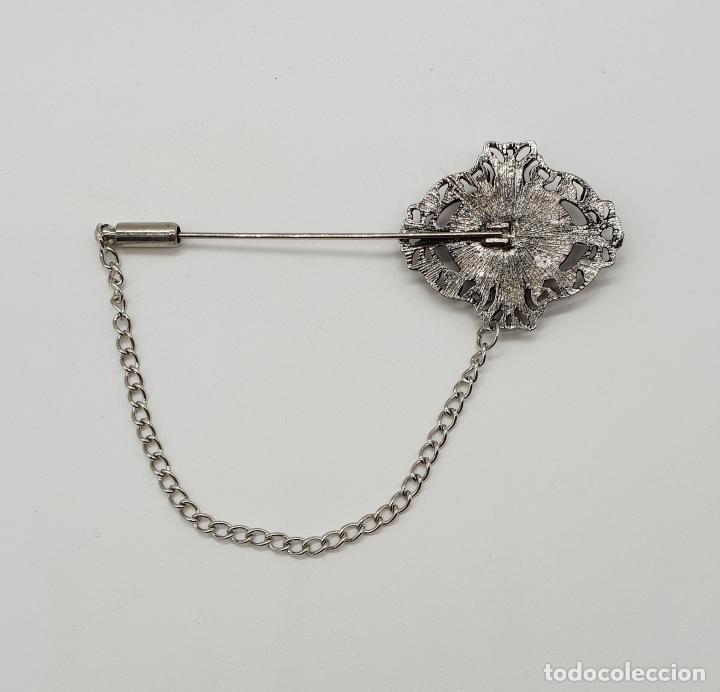 Joyeria: Broche o alfiler de estilo Victoriano con acabado en plata y cabujón faceteado . - Foto 5 - 181519121