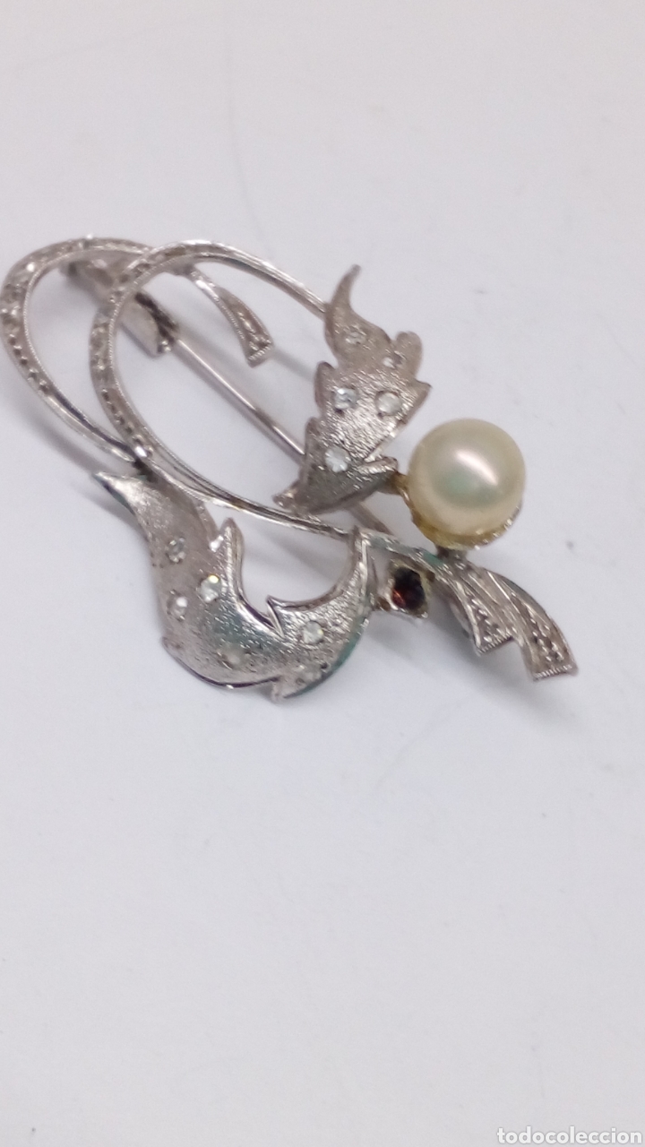 Joyeria: Broche de plata con perla y circonitas /B36 - Foto 1