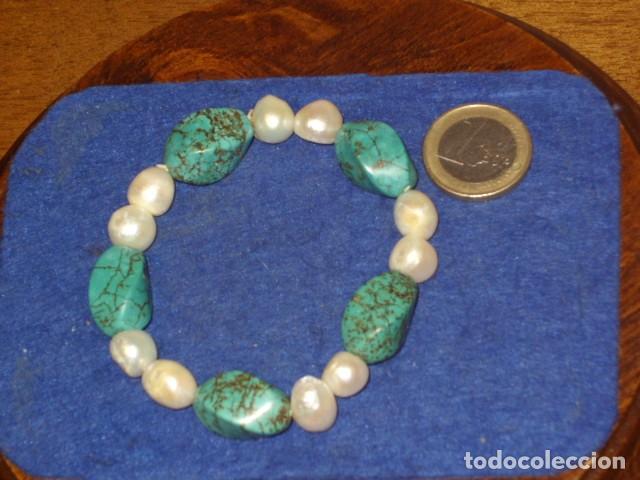 Joyeria: PULSERA DE PERLAS BARROCAS Y TURQUESA.VINTAGE. - Foto 2