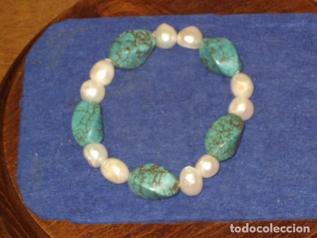 Joyeria: PULSERA DE PERLAS BARROCAS Y TURQUESA.VINTAGE. - Foto 4
