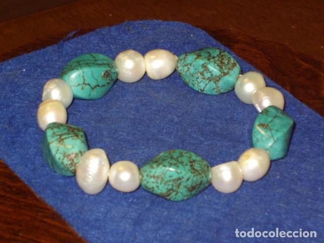 Joyeria: PULSERA DE PERLAS BARROCAS Y TURQUESA.VINTAGE. - Foto 5