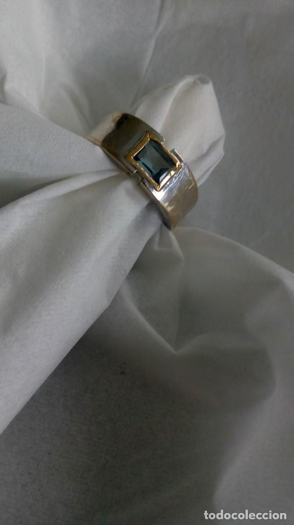 Joyeria: Anillo de oro blanco-amarillo y aguamarina - Foto 23