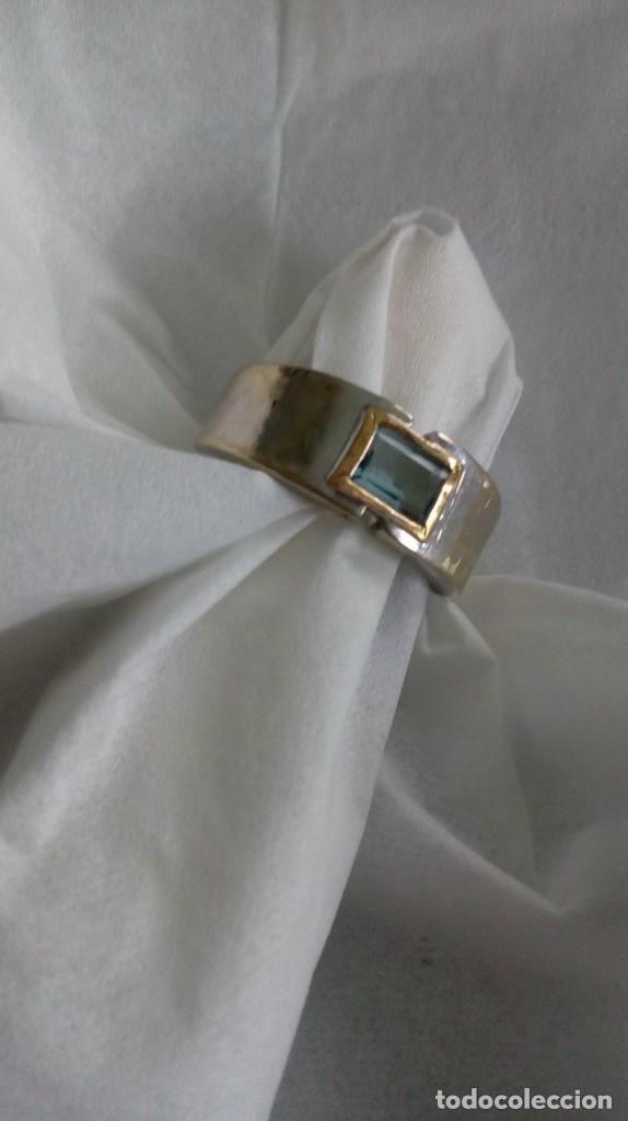 Joyeria: Anillo de oro blanco-amarillo y aguamarina - Foto 24