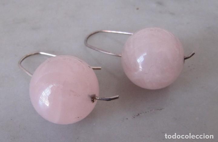 Joyeria: pendientes plata y gran cuenta de cuarzo rosa - Foto 3