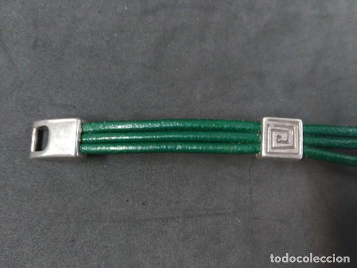 Joyeria: PULSERA DE PLATA Y CUERO VERDE - Foto 3