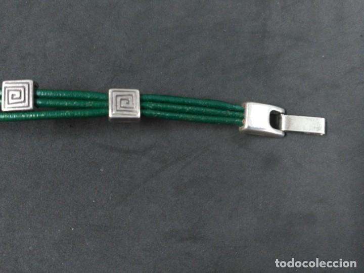 Joyeria: PULSERA DE PLATA Y CUERO VERDE - Foto 5