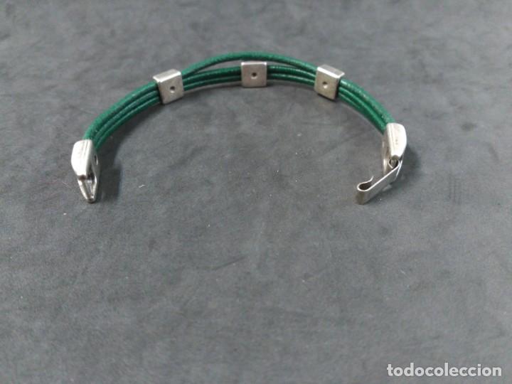 Joyeria: PULSERA DE PLATA Y CUERO VERDE - Foto 6
