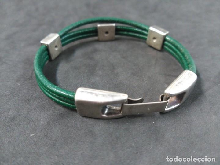 Joyeria: PULSERA DE PLATA Y CUERO VERDE - Foto 7