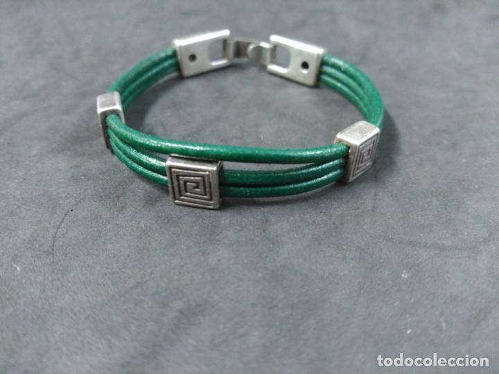 Joyeria: PULSERA DE PLATA Y CUERO VERDE - Foto 8