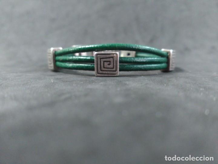 Joyeria: PULSERA DE PLATA Y CUERO VERDE - Foto 9