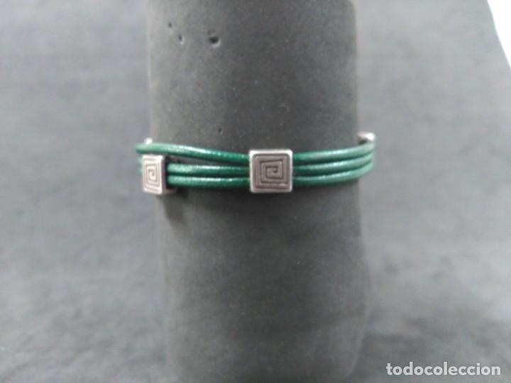 Joyeria: PULSERA DE PLATA Y CUERO VERDE - Foto 11