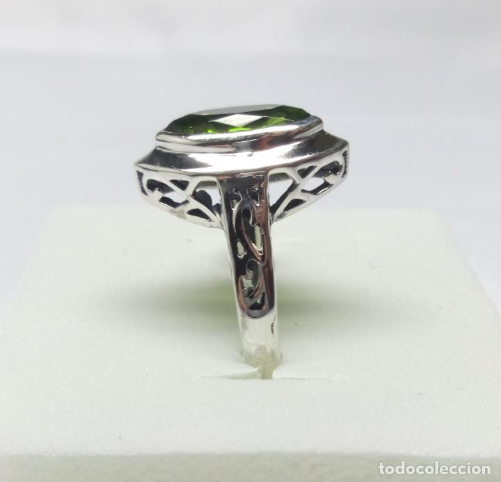 Joyeria: ANILLO (TALLA 14) DE PLATA DE LEY CON OLIVINA - Foto 4