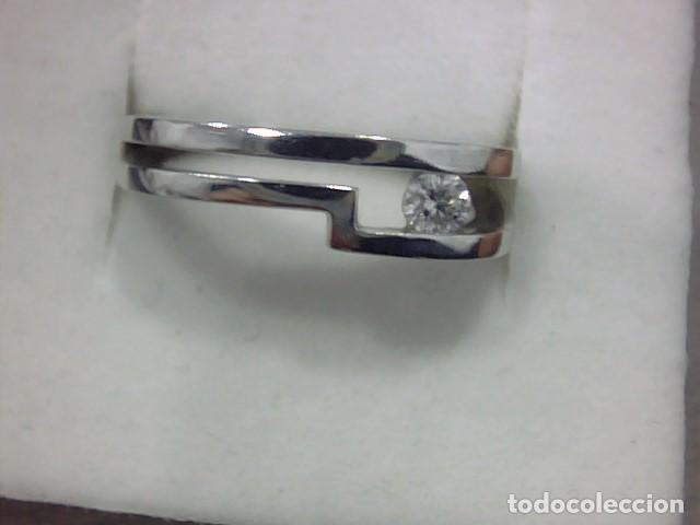 Joyeria: anillo oro blanco 18 kl y diamante - Foto 4