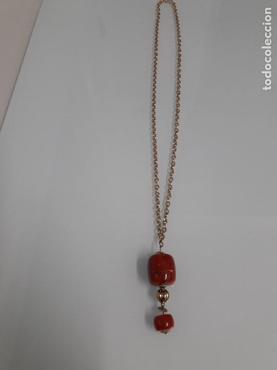 Joyeria: COLLAR con bolas de color naranja - Cadena dorada - Foto 1