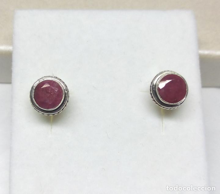 Joyeria: PENDIENTES DE PLATA DE LEY CON RUB&Iacute; - MEDIDA 8 mm