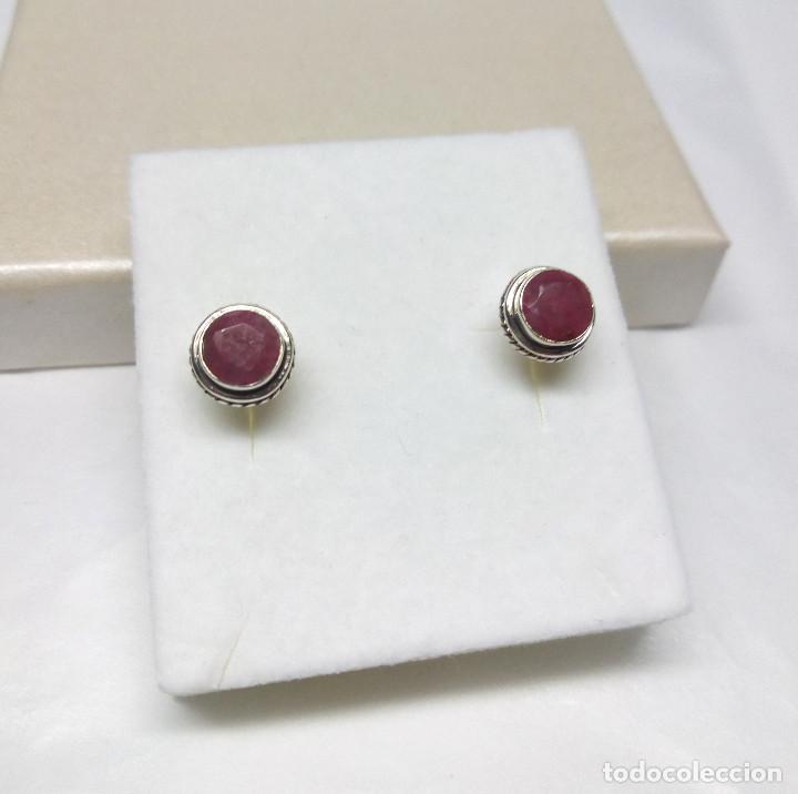 Joyeria: PENDIENTES DE PLATA DE LEY CON RUB&Iacute; - MEDIDA 8 mm - Foto 2