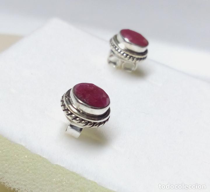 Joyeria: PENDIENTES DE PLATA DE LEY CON RUB&Iacute; - MEDIDA 8 mm - Foto 3