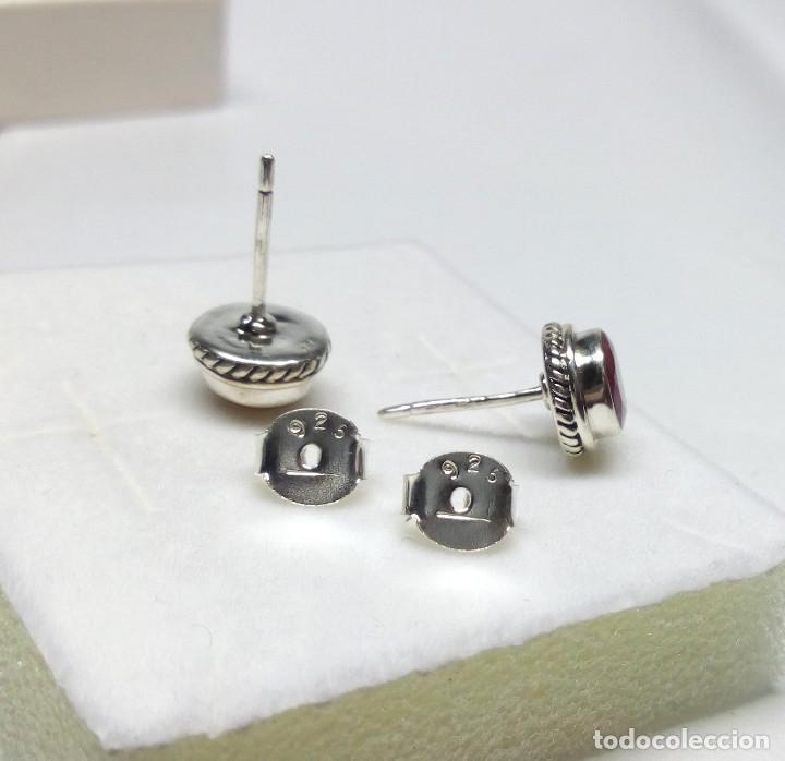 Joyeria: PENDIENTES DE PLATA DE LEY CON RUB&Iacute; - MEDIDA 8 mm - Foto 4