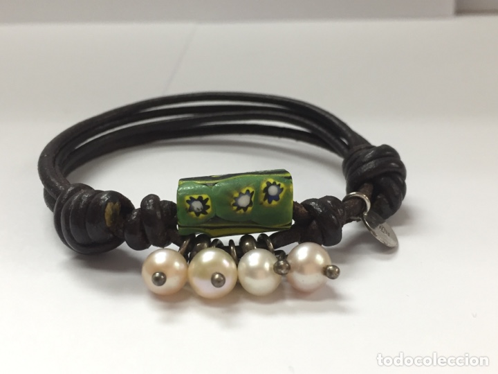 Joyeria: Pulsera piel, perla y plata de firma - Foto 1