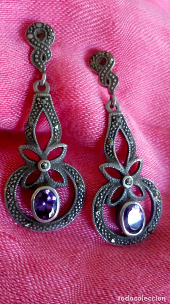 Joyeria: Pendientes de plata, amatista y marcasitas - Foto 1