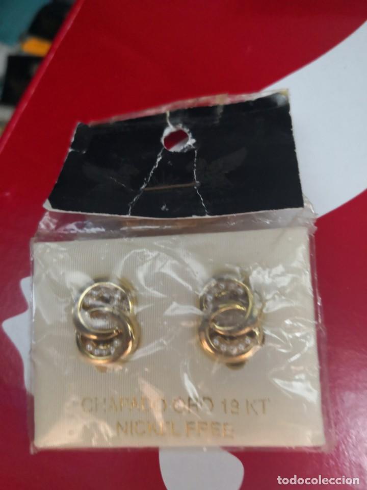 Joyeria: Pendientes vintage chapado oro a&ntilde;os 80