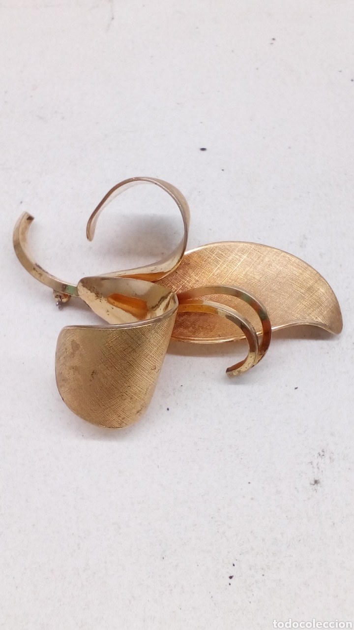 Joyeria: Broche chapado oro forma hojas Antiguo /B60 - Foto 1