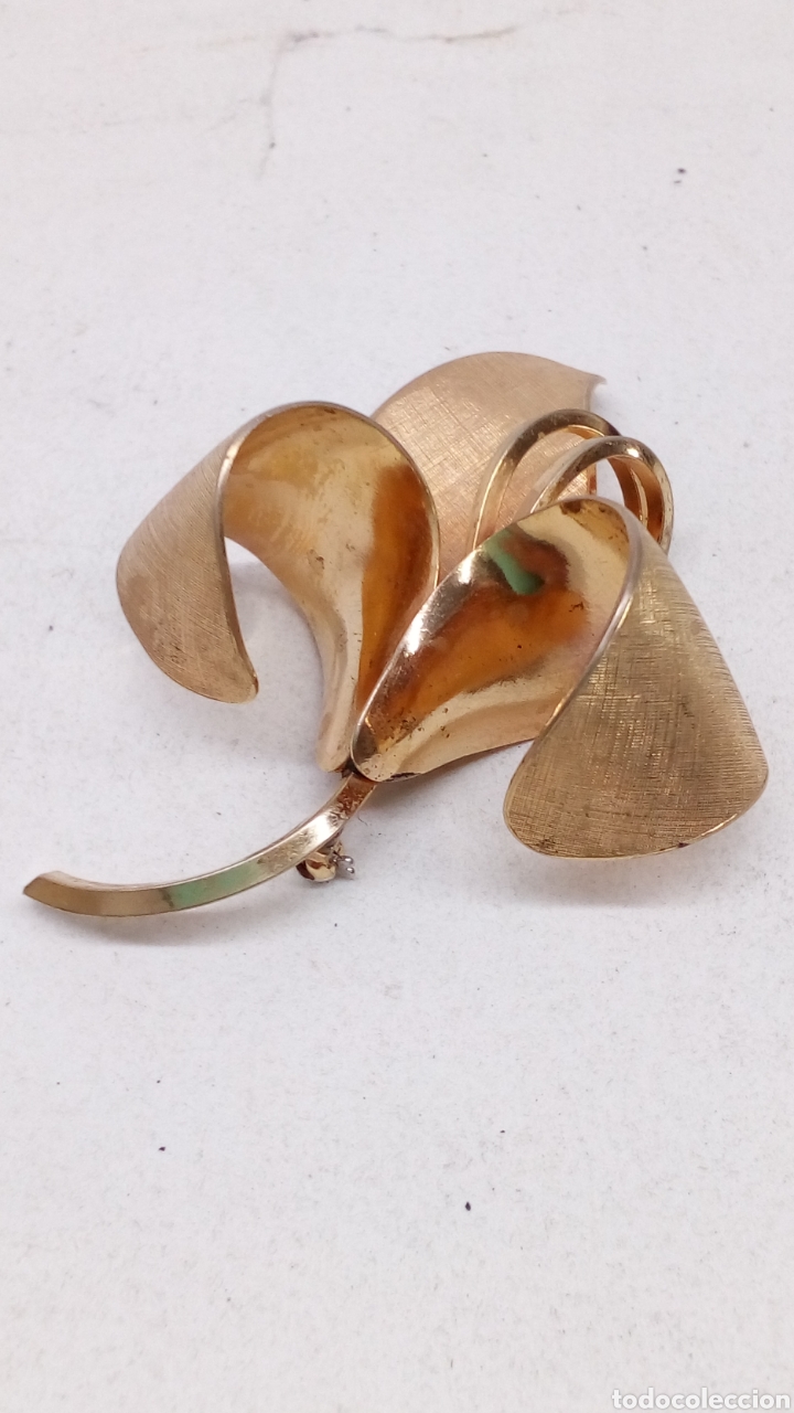Joyeria: Broche chapado oro forma hojas Antiguo /B60 - Foto 2