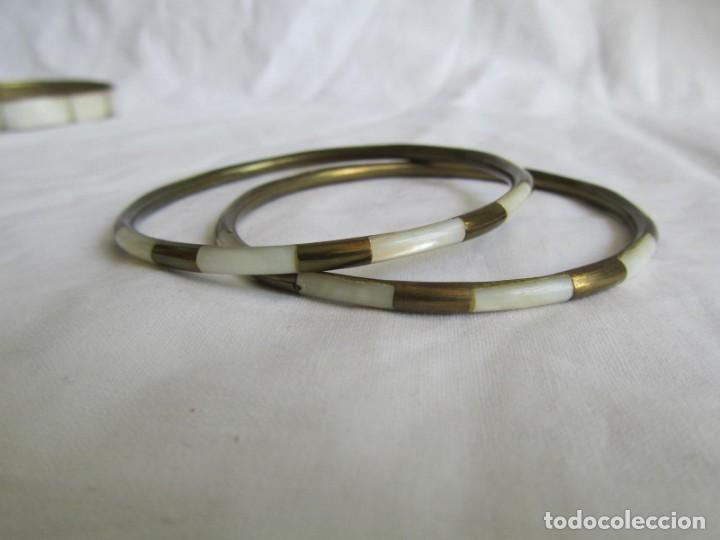 Joyeria: 4 pulseras de lat&oacute;n y n&aacute;car madreperla - Foto 9