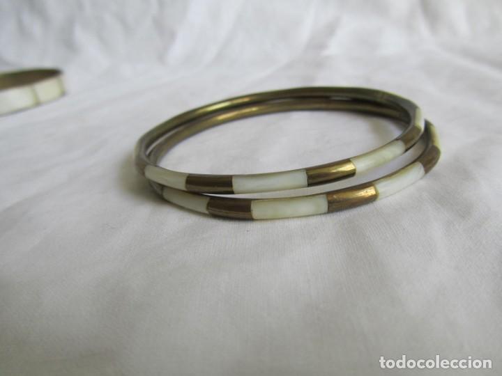 Joyeria: 4 pulseras de lat&oacute;n y n&aacute;car madreperla - Foto 10