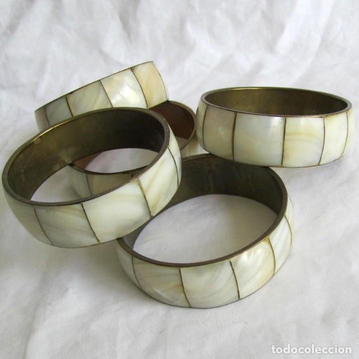 Joyeria: 5 pulseras de lat&oacute;n y n&aacute;car madreperla - Foto 1