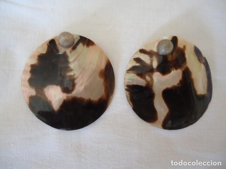 Schmuck: ORIGINALES PENDIENTES DE NACAR Y PLATA DE LEY