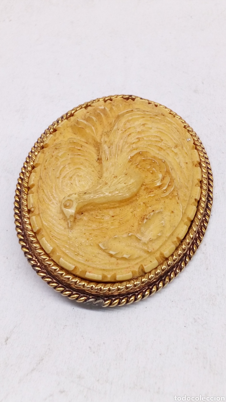 Joyeria: Broche con hueso tallado antiguo /B84 - Foto 1