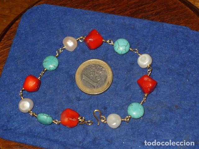 Joyeria: PULSERA DE CORAL,PERLAS Y TURQUESA. - Foto 1