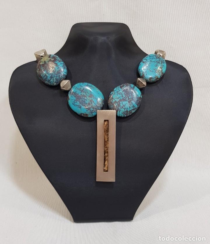 Joyeria: Gargantilla de plata con turquesas - Foto 1