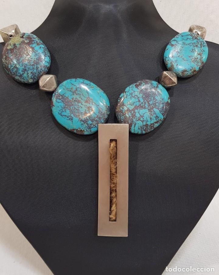 Joyeria: Gargantilla de plata con turquesas - Foto 2