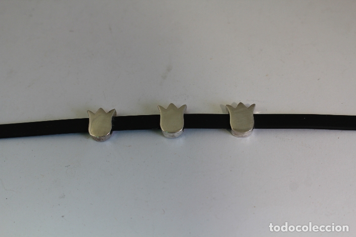 Joyeria: pulsera de cuero negro y plata de ley - Foto 7