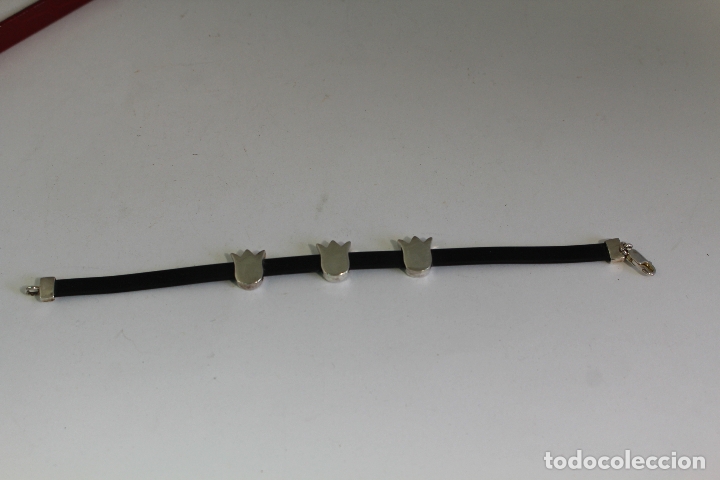 Joyeria: pulsera de cuero negro y plata de ley - Foto 8