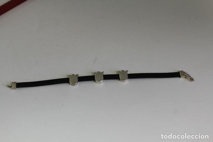 Joyeria: pulsera de cuero negro y plata de ley - Foto 9