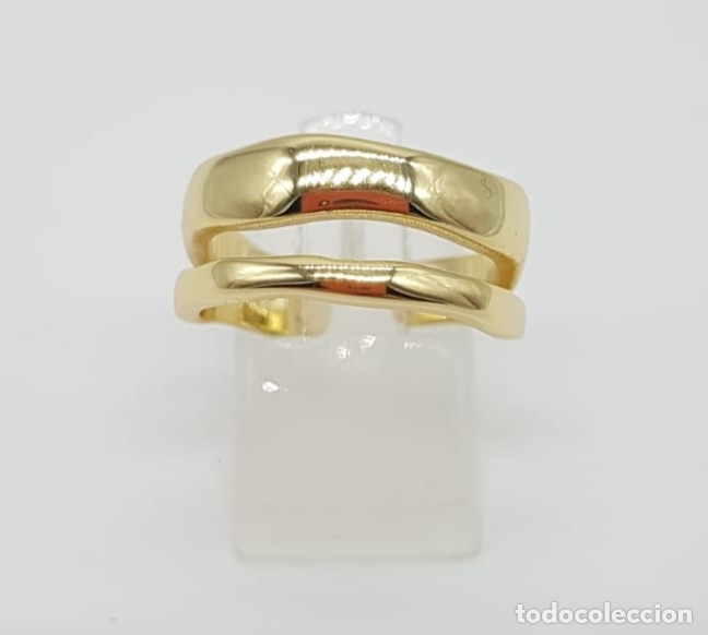 Joyeria: Alianza de dise&ntilde;o sofisticado en plata de ley contrastada, chapado en oro de 18 quilates . - Foto 2