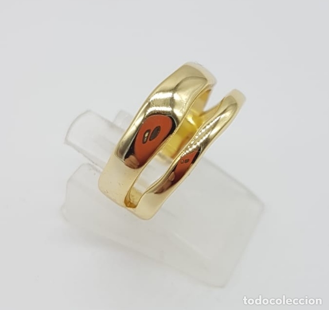 Joyeria: Alianza de dise&ntilde;o sofisticado en plata de ley contrastada, chapado en oro de 18 quilates . - Foto 3